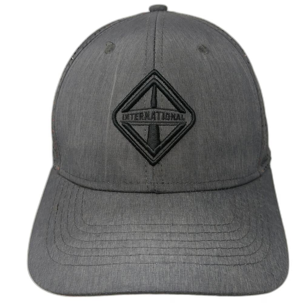 International Trucker Hat Gray One Size Perforated Snapback Orange Underbrim